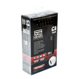 Fonte Universal Para Notebook C3tech Nb-120 120w Com Usb+Veicular