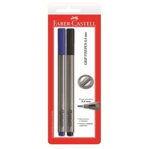 Caneta Grip Fine Pen Azul E Preta 2 Peças Faber Castell