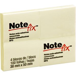 Bloco Adesivo Notefix Amarelo 38x50mm 4 Blocos 100 Folhas