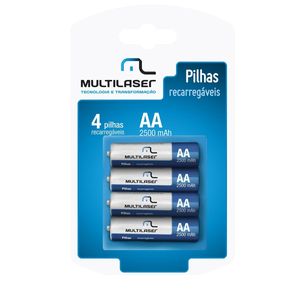 Pilha Recarregável Aa (2500mah) 4 Unidades Multilaser