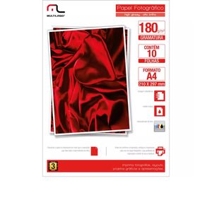 Papel Fotográfico High Glossy  A4 180g/ M² Com 10 Unidades Multilaser