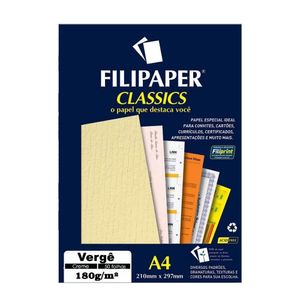 Papel Vergê A4 180g/M² Com 50 Folhas Creme Filiperson