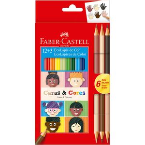 Ecolápis De Cor 12 Cores + 3 Caras E Cores Faber-Castell