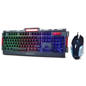 Kit Teclado E Mouse Gamer Usb Semi Mecânico Led Preto Bk-G3000 Exbom