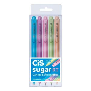 Caneta Sugar Rt 1.0 Mm 5 Cores Tons Pasteis Cis