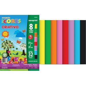 Papel Criativo A4 75g/M² 8 Cores 32 Folhas Novaprint
