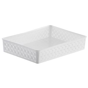 Cesto Organizador Rattan 34x25x6,5cm Branco Paramount