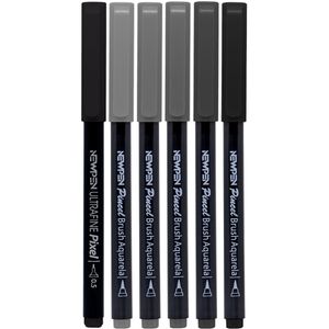 Marcador Artístico  Brush Tons Cinza C/6 Unds Cis