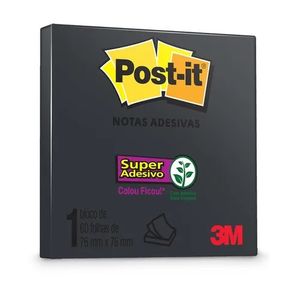 Bloco Adesivo Postit 76x76 Cor Preto C/90 Folhas