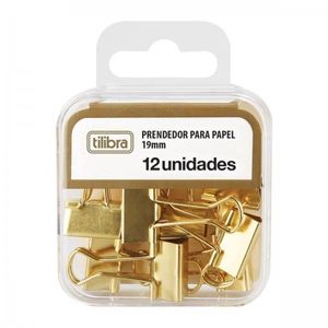 Prendedor De Papel 19mm Dourado 12un Tilibra