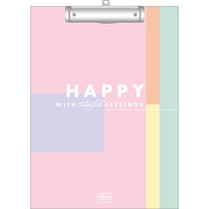 Prancheta A4 Decorada Happy Com Prendedor Metálico Tilibra