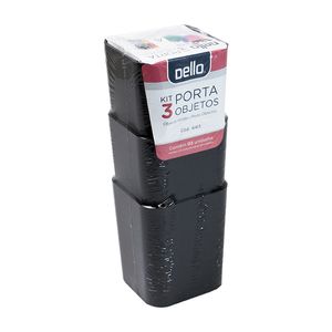 Kit Com 3 Porta Objetos Multiuso Preto Dello