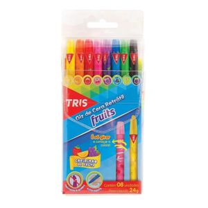 Giz De Cera Retrátil 8 Cores Tris Fruits