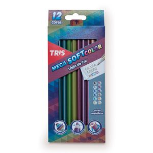Lápis De Cor 12 Cores Tons Metálicos Tris