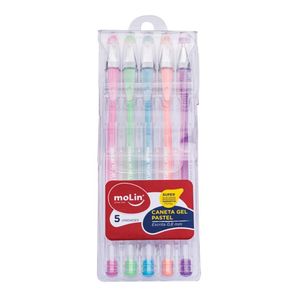 Caneta Gel Pastel 0.8mm 5 Unid Molin