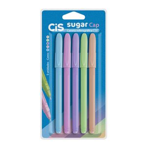 Caneta Sugar Cap 1.0m C/5 Cores Pastel Cis