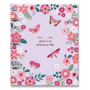 Caderno Argolado Planner Borboletas 103F 12 Divisórias Fina Ideia 4870