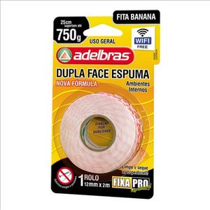 Fita Dupla Face Espuma Fixa Pro 12mmx2m Adelbras