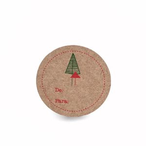 Cartão De/Para Natal Kraft 5,5x5,5cm 6 Un Teca