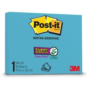 Bloco Adesivo Post-It 657 76x102mm 90F Azul Electric 3M