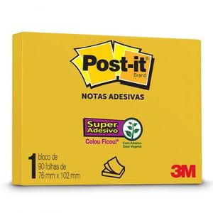 Bloco Adesivo Post-It 657 76x102mm 90F Amarelo Sol 3M