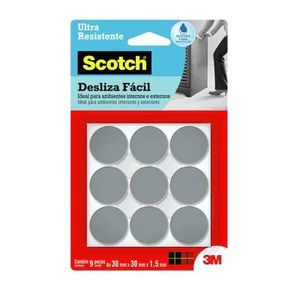 Protetor Ultraresistente Desliza Fácil Redondo 30x30x1,5mm Cinza Scotch 3M
