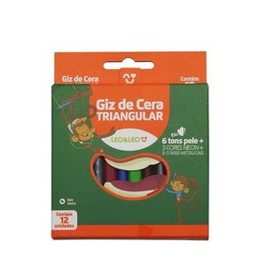 Giz De Cera Triangular 12 Cores Leo&Leo