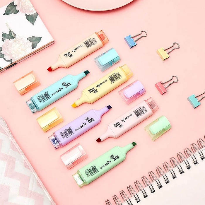 marca-texto-pastel-trend-6-cores-jocar-office