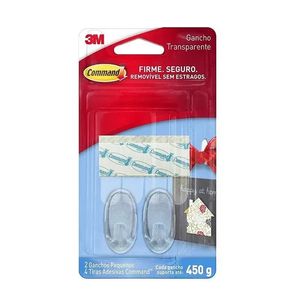 Gancho Adesivo Até 450G Transparente Command 3M