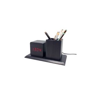 Porta Lápis Com Relógio Tabaco Escuro Tek One