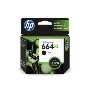 Cartucho HP 664XL Preto Original (F6V31AB) Para HP Deskjet 2136, 2676, 3776, 5076, 5276