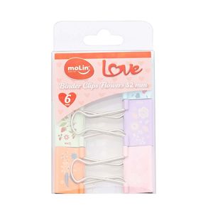 Binder Clips Flowers Love 32mm 6un Molin