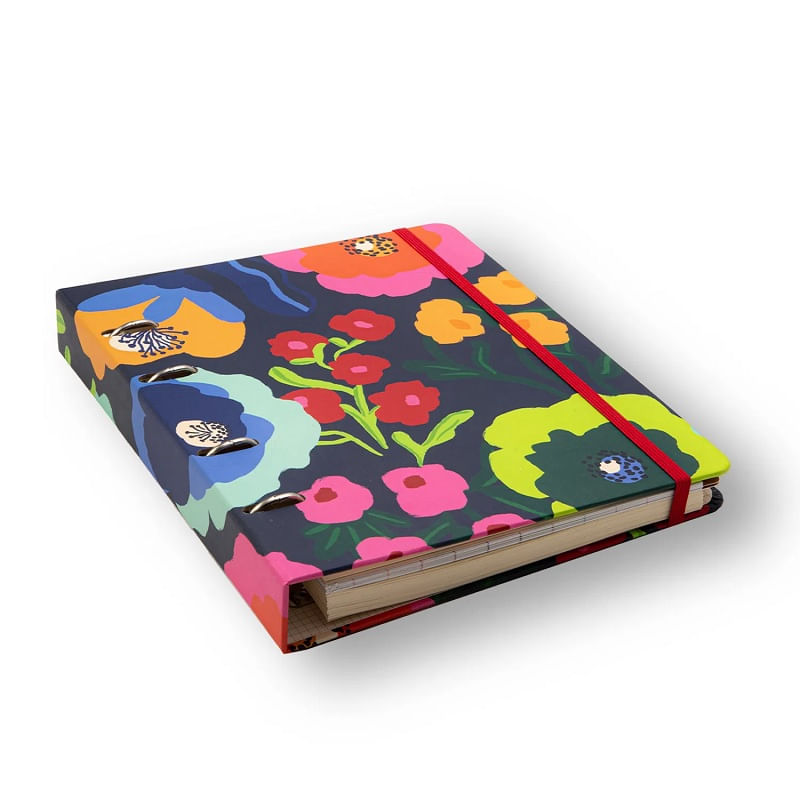 caderno-criativo-argolado-organizador-polen-pautado-17x24cm-flores-marinho-cicero