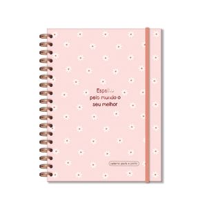 Caderno Pauta E Ponto Margaridas Salmão 17,3x23,5cm Fina Ideia