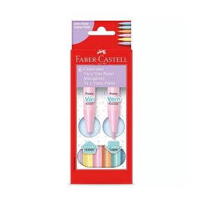 Canetinha Vai E Vem Pastel 6 Cores Faber-Castell