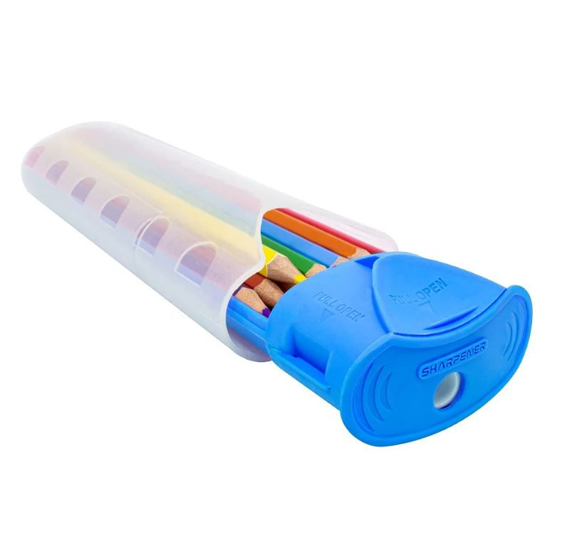 Kit-Estojo-Azul---Lapis-De-Cor---Apontador-Cis-Criatic-