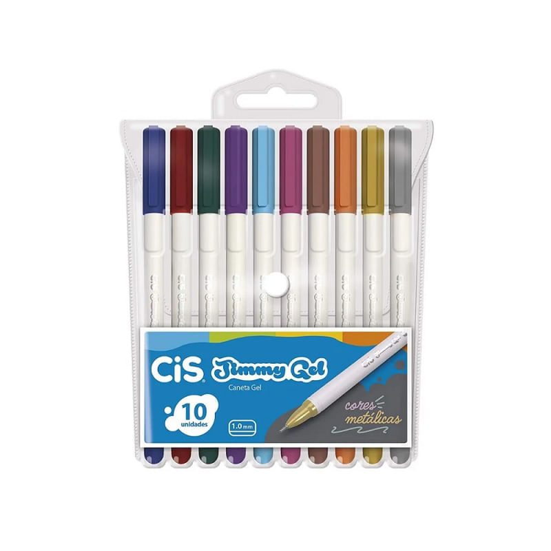 Caneta-Gel-Cis-Jimmy-Gel-Kit-com-10-Cores-Metalica