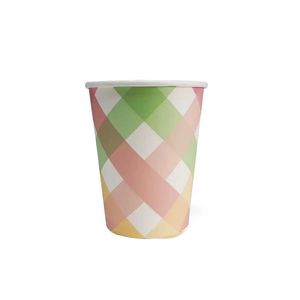 Copo De Papel 270ml C/10un Xadrez Colorido Silver Festas MX102S