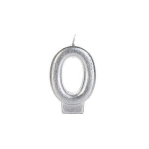 Vela Prateada Glitter N°0 Silver Festas VNP00