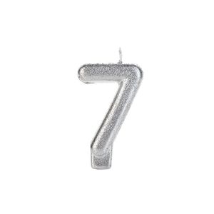 Vela Prateada Glitter N°7 Silver Festas VNP07