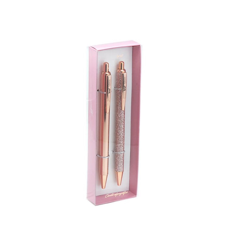 Caneta-Metalica-Esferografica-1.0-Mm-Glitter-E-Rose-Gold-C--2un-BRW