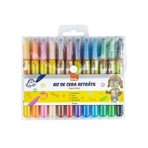 Giz De Cera Retrátil C/ 12 Cores BRW