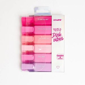 Marca-Texto Pink Vibes C/ 6 Cores Leoarte