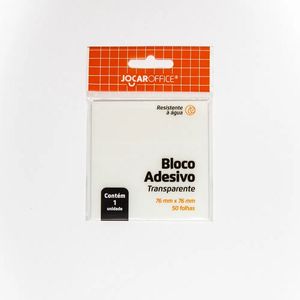 Bloco Adesivo Transparente Cristal 76mmx76mm 50F Jocar Office