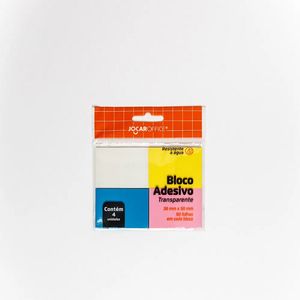 Bloco Adesivo Transparente 4 Cores 38mmx50mm 50F Jocar Office