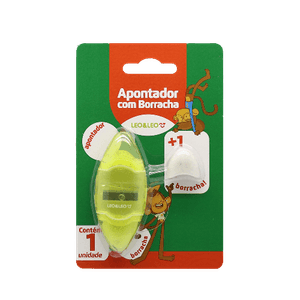 Apontador Com Deposito E Borracha Amarelo Leo&Leo