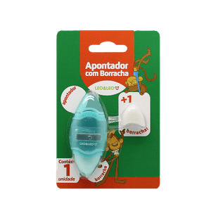 Apontador Com Deposito E Borracha Azul Leo&Leo
