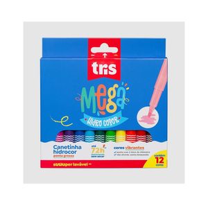 Canetinha Hidrocor Ponta Grossa Mega Hidro Color 12 Cores Tris