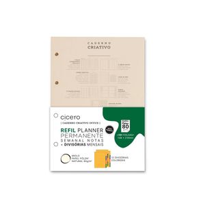 Refil Planner Permanente Semanal Notas A5 C/ Divisórias 99F Pólen 80g Cicero