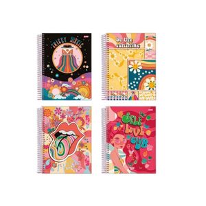 Caderno Espiral Universitário CD 96f Flower Power Jandaia 01un